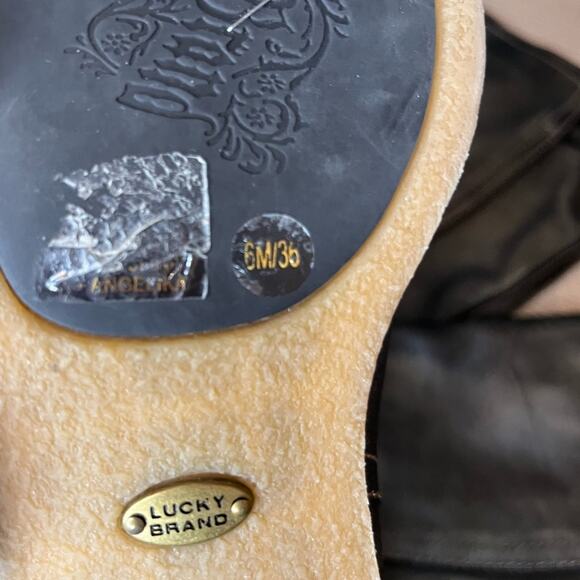 Lucky Brand Angelika Leather Riding Boots Pull On Buckle Slouchy Gray Women’s 6 - Picture 10 of 12